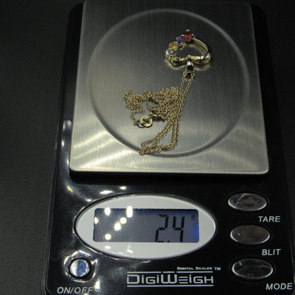 18" Sterling Silver Peridot Topaz Citrine Necklace - Picture 6 of 6